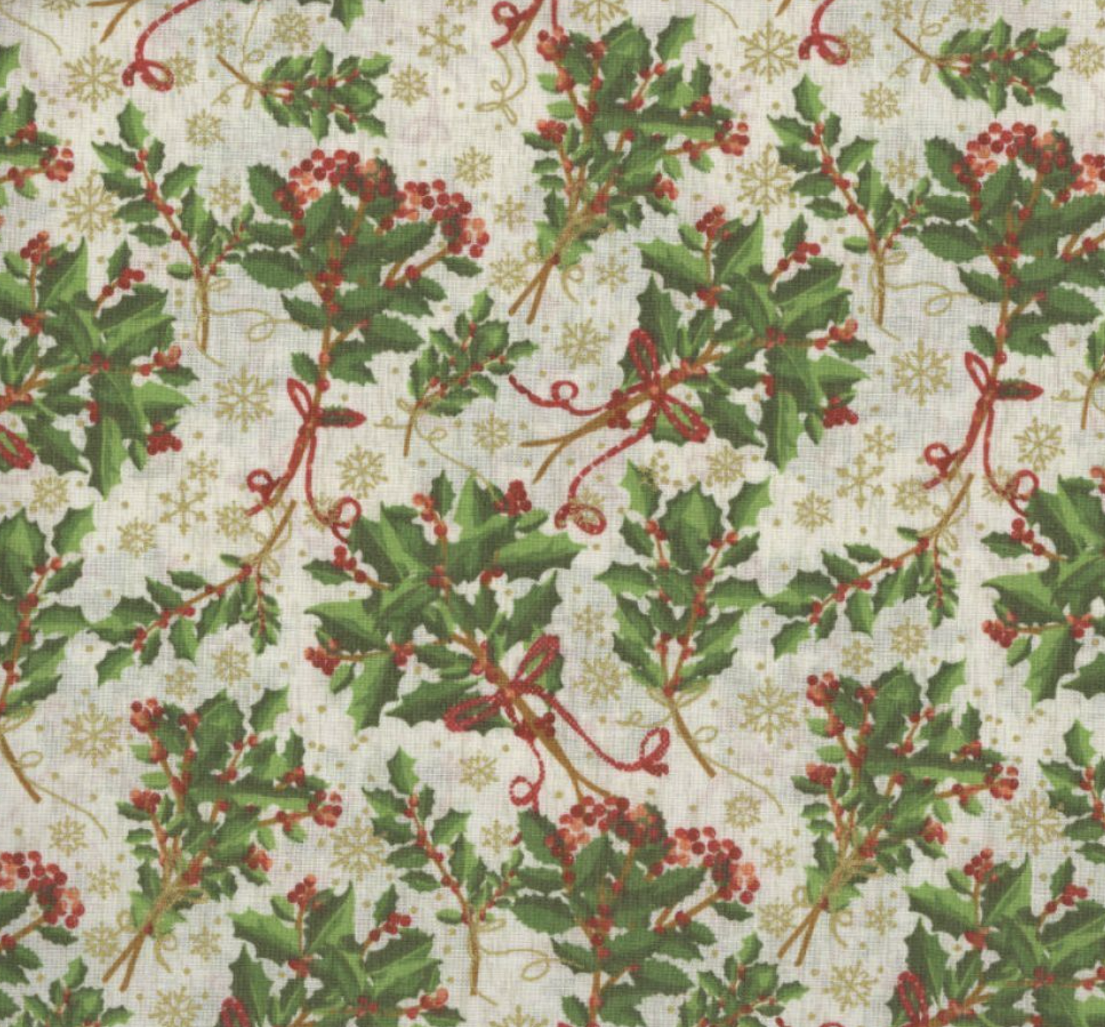 Christmas: Holly and Gold Metallic Snowflakes